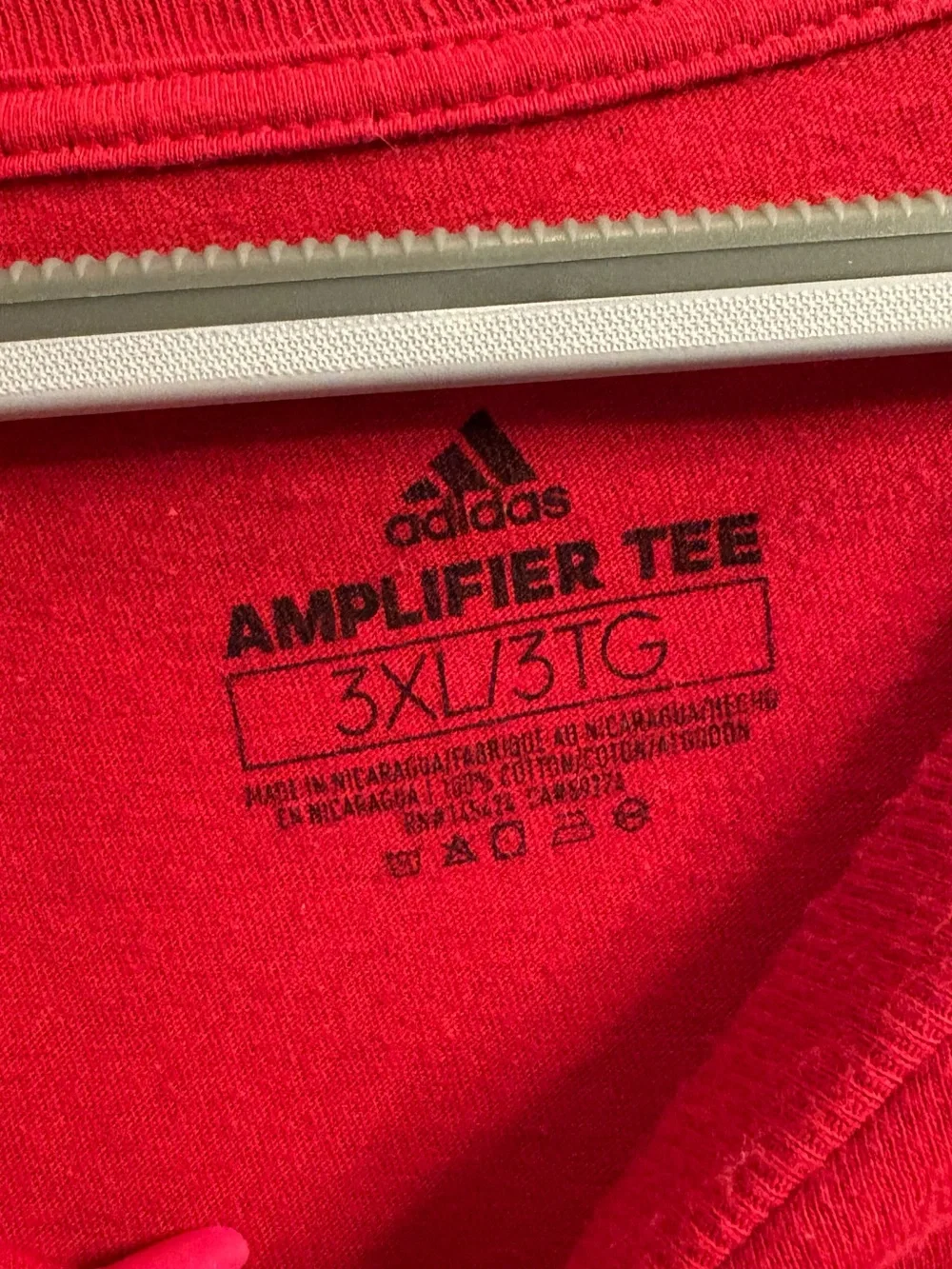 adidas Men’s Red Short-Sleeve Crew Tee with White Logo